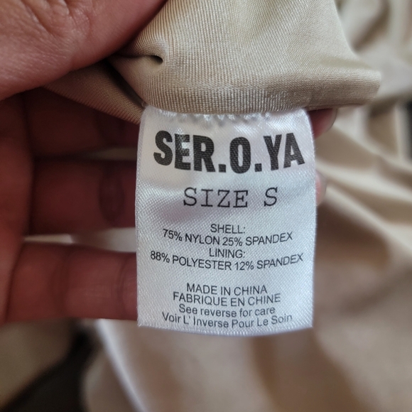 NWT SER.O.YA Mildred Twisted One‎ Shoulder Open Back Midi Bodycon Dress in Gold - Picture 15 of 16